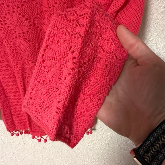Lilly Pulitzer Athena Vibrant Pink crochet Top, swim cover up XS - Picture 4 of 4